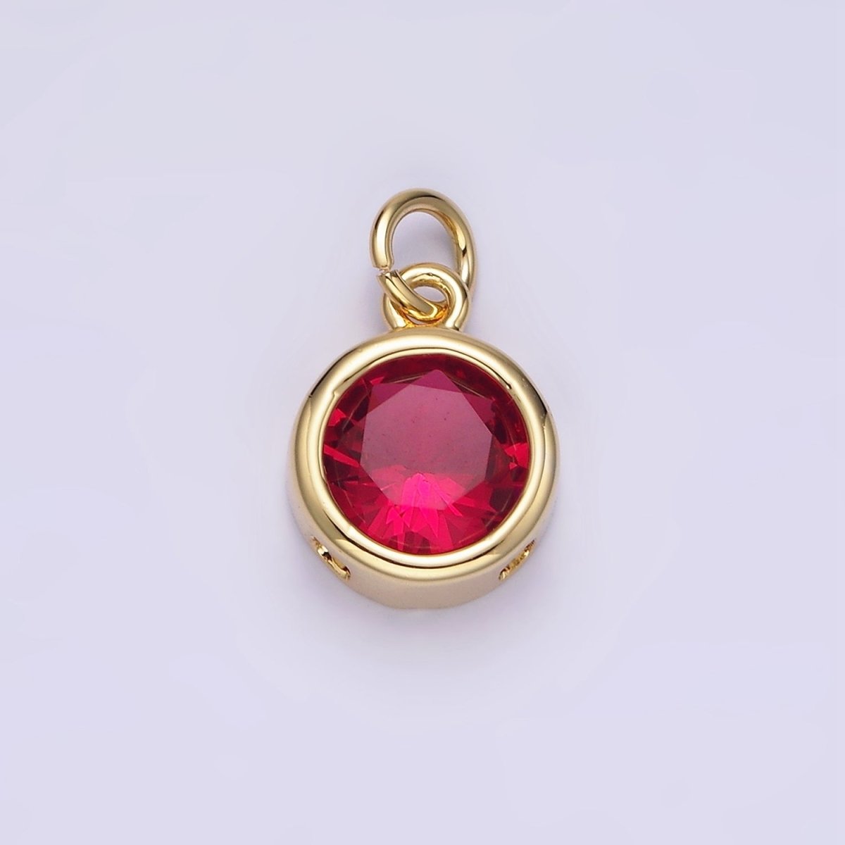 14K Gold Filled 10mm Personalized Birthstone Round Cubic Zirconia CZ Bezel Charm in Silver & Gold | N1575 - N1598