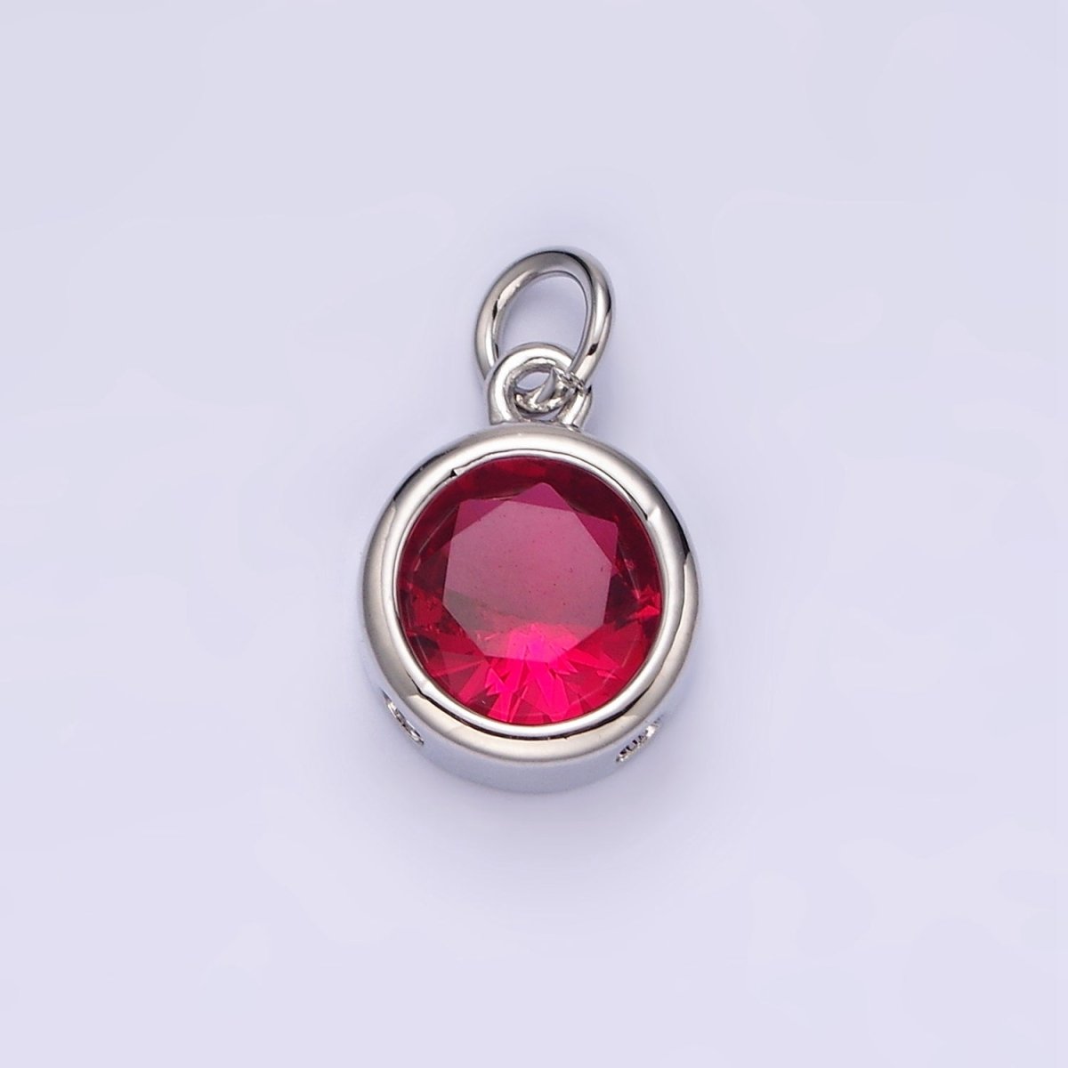 14K Gold Filled 10mm Personalized Birthstone Round Cubic Zirconia CZ Bezel Charm in Silver & Gold | N1575 - N1598