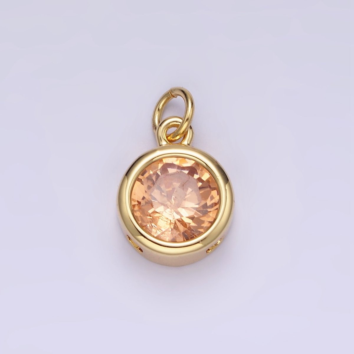 14K Gold Filled 10mm Personalized Birthstone Round Cubic Zirconia CZ Bezel Charm in Silver & Gold | N1575 - N1598