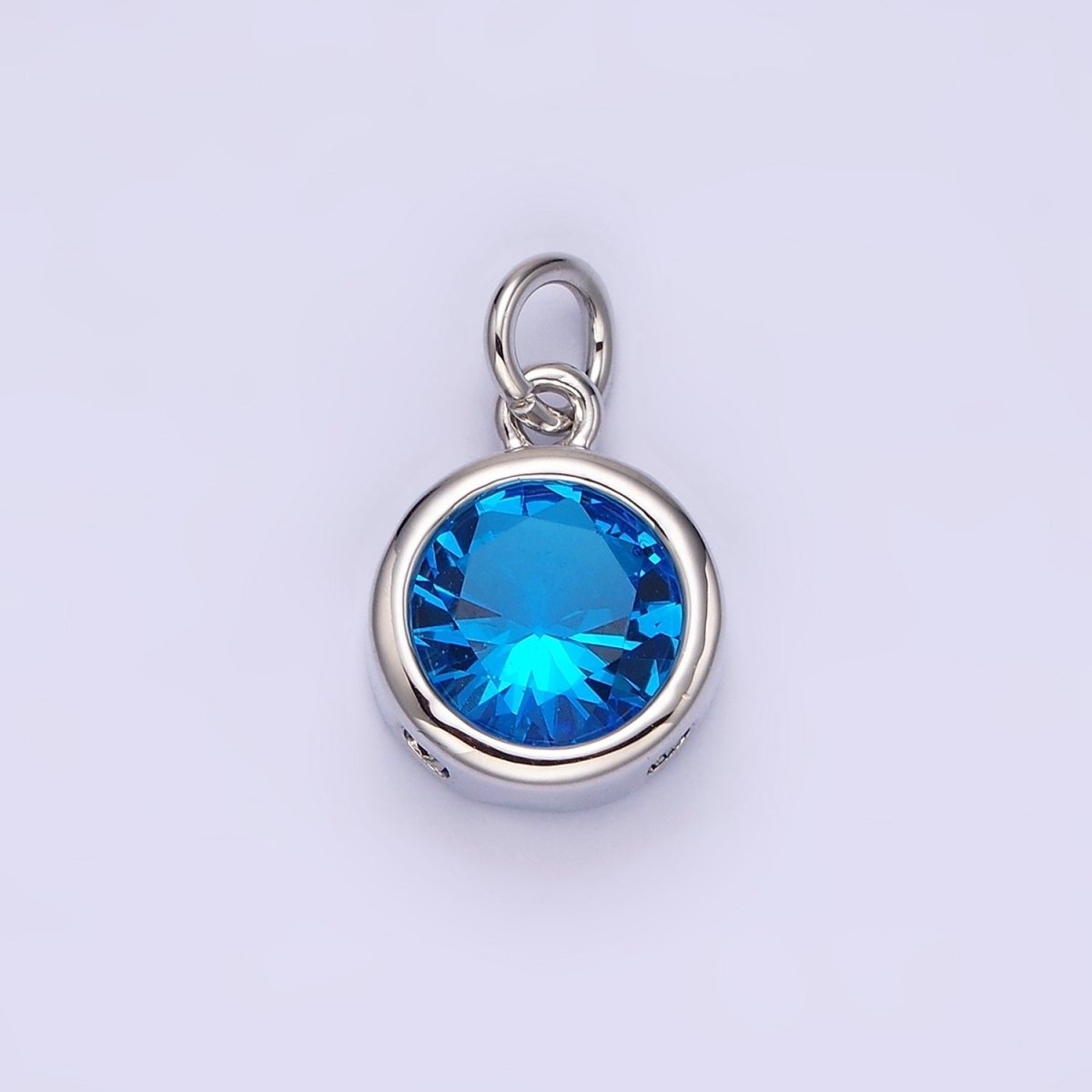 14K Gold Filled 10mm Personalized Birthstone Round Cubic Zirconia CZ Bezel Charm in Silver & Gold | N1575 - N1598