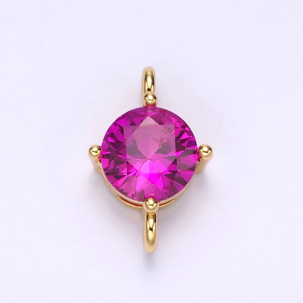 14K Gold Filled 10mm Round CZ Birth Month Personalized Connector | G-157 - G-169