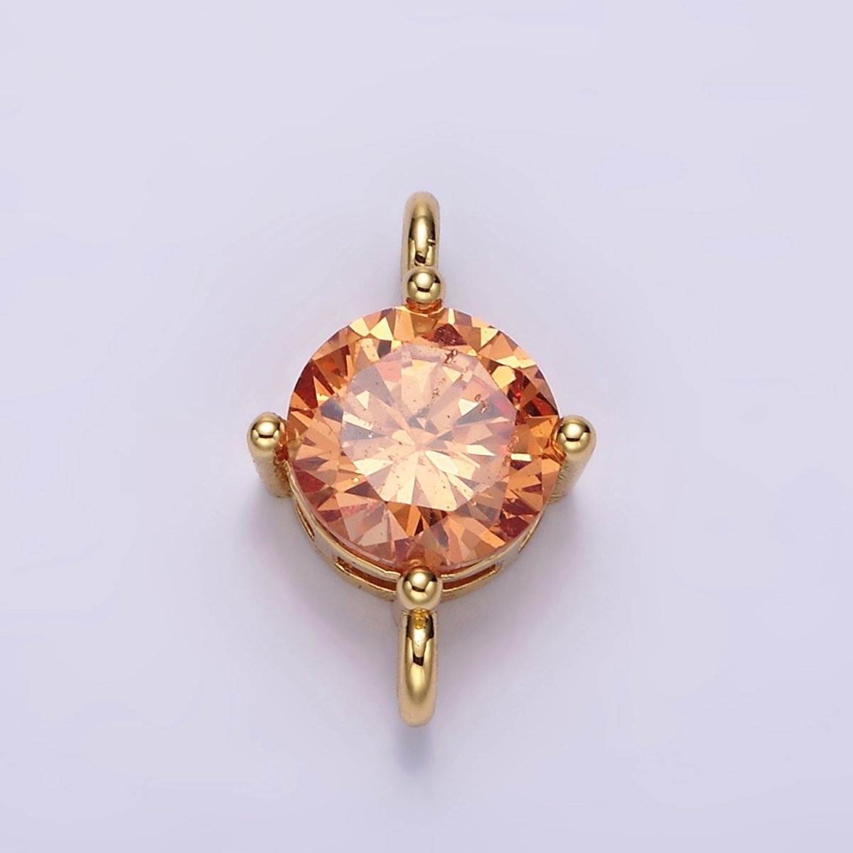 14K Gold Filled 10mm Round CZ Birth Month Personalized Connector | G-157 - G-169