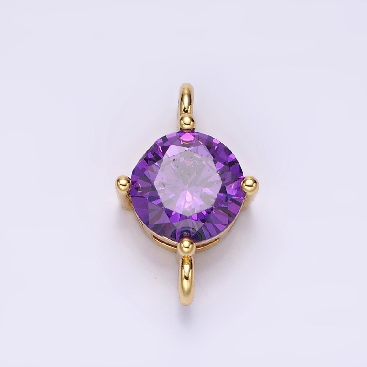 14K Gold Filled 10mm Round CZ Birth Month Personalized Connector | G-157 - G-169