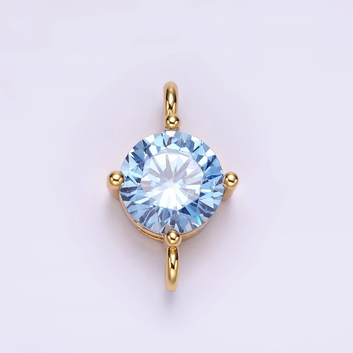 14K Gold Filled 10mm Round CZ Birth Month Personalized Connector | G-157 - G-169