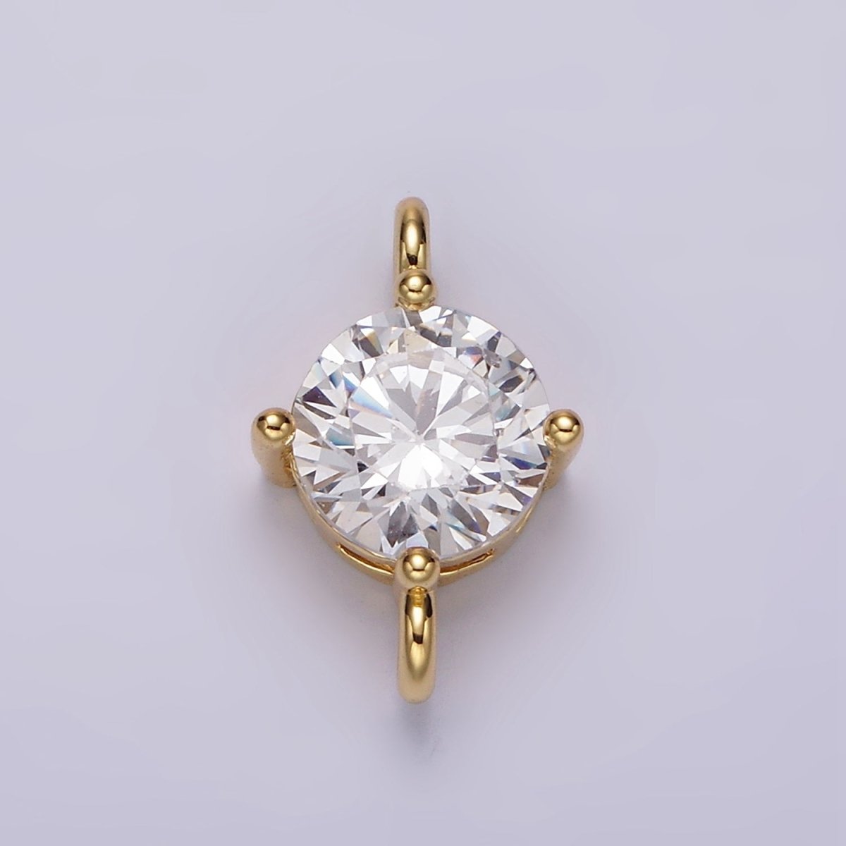 14K Gold Filled 10mm Round CZ Birth Month Personalized Connector | G-157 - G-169