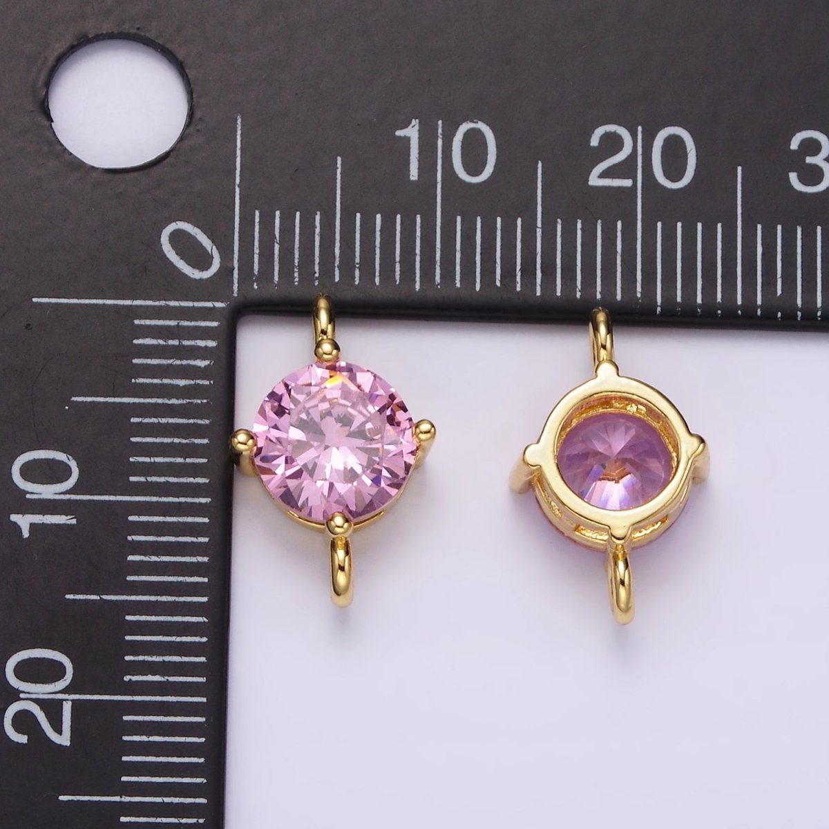 14K Gold Filled 10mm Round CZ Birth Month Personalized Connector | G-157 - G-169