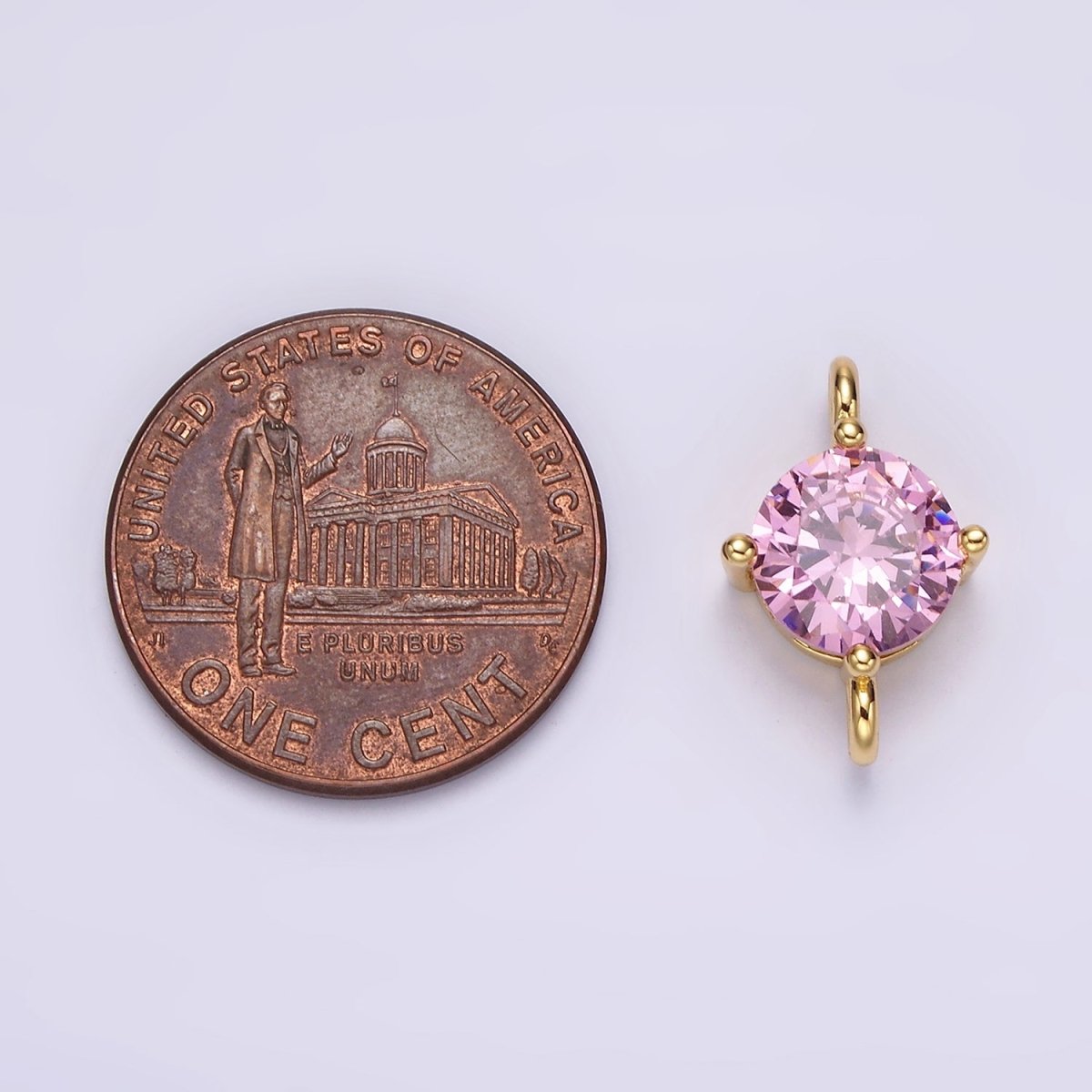 14K Gold Filled 10mm Round CZ Birth Month Personalized Connector | G-157 - G-169