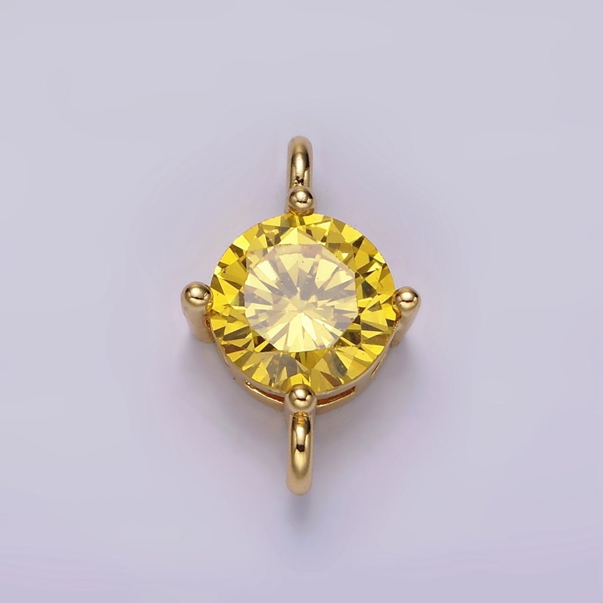 14K Gold Filled 10mm Round CZ Birth Month Personalized Connector | G-157 - G-169