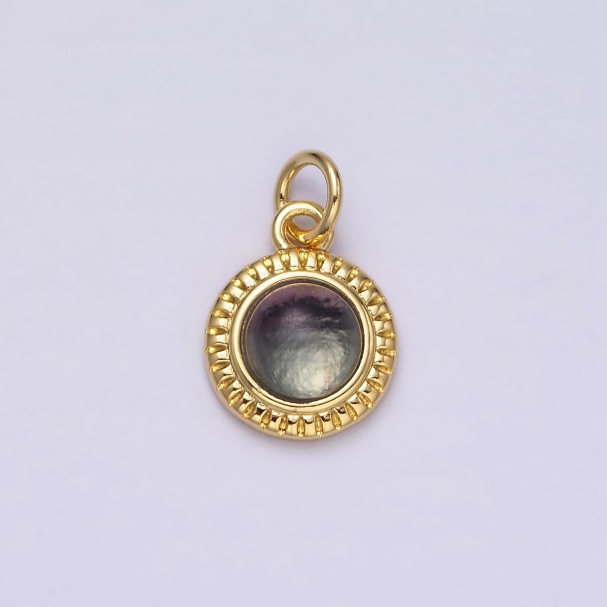 14K Gold Filled 10mm Round Natural Gemstone Lined Connector | AC1517 - AC1528