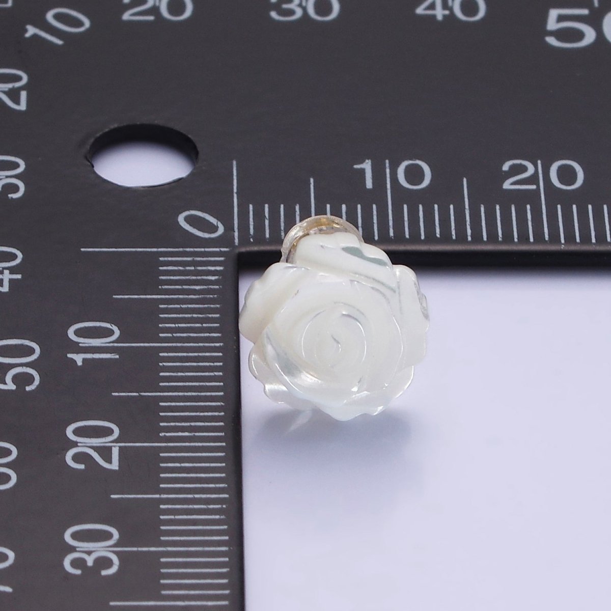 14K Gold Filled 10mm White Rose Flower Shell Pearl Stud Earrings | AB1139