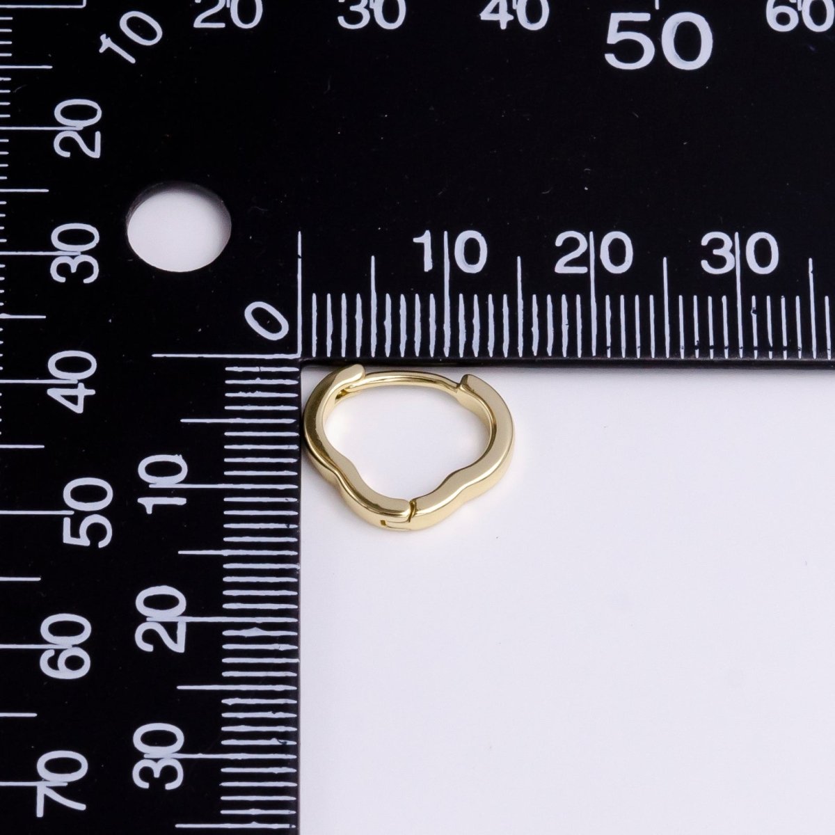 14K Gold Filled 11.5mm Abstract Quatrefoil Minimalist Cartilage Huggie Earrings | AD-467