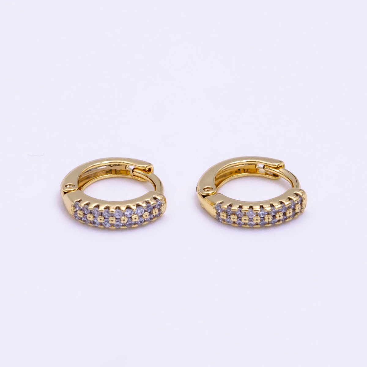 14K Gold Filled 11.5mm Double Micro Paved Cartilage Huggie Earrings | AB1108