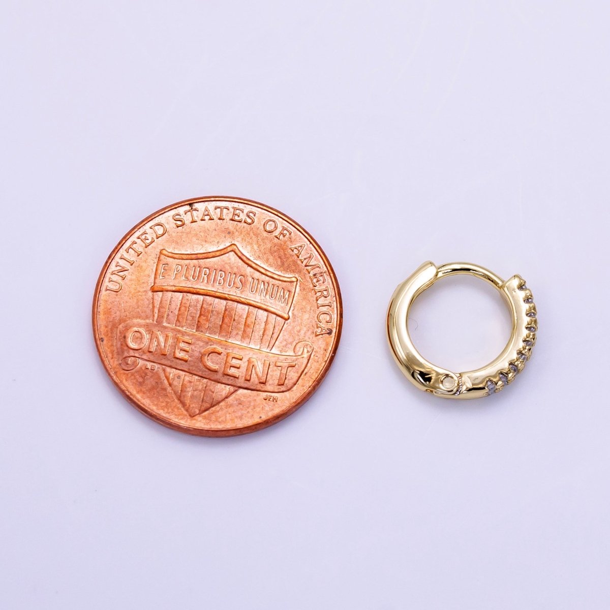 14K Gold Filled 11.5mm Double Micro Paved Cartilage Huggie Earrings | AB1108