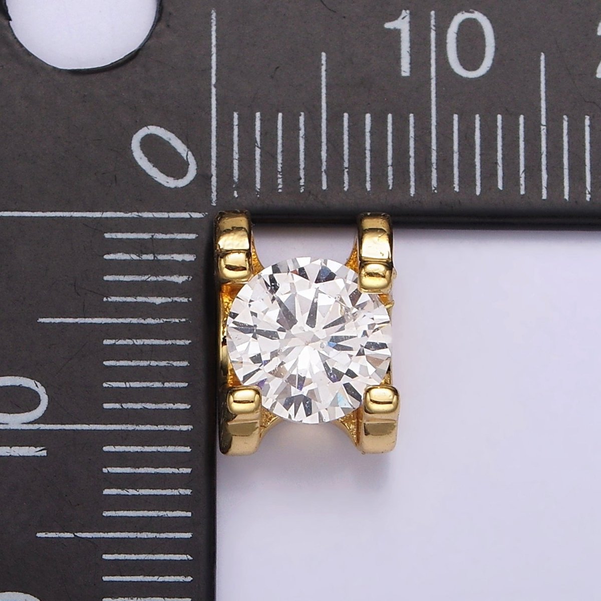 14K Gold Filled 11mm Clear CZ Round Claw Bead | B842