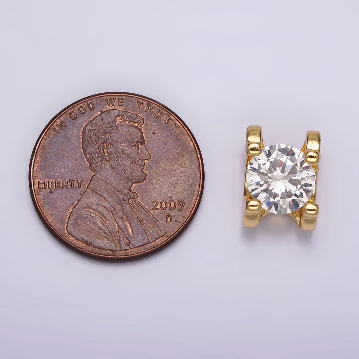 14K Gold Filled 11mm Clear CZ Round Claw Bead | B842