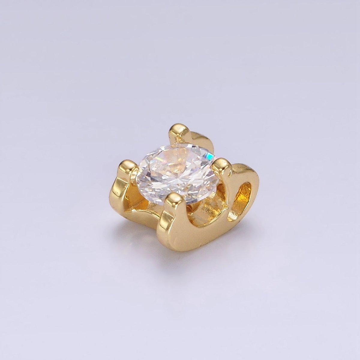 14K Gold Filled 11mm Clear CZ Round Claw Bead | B842