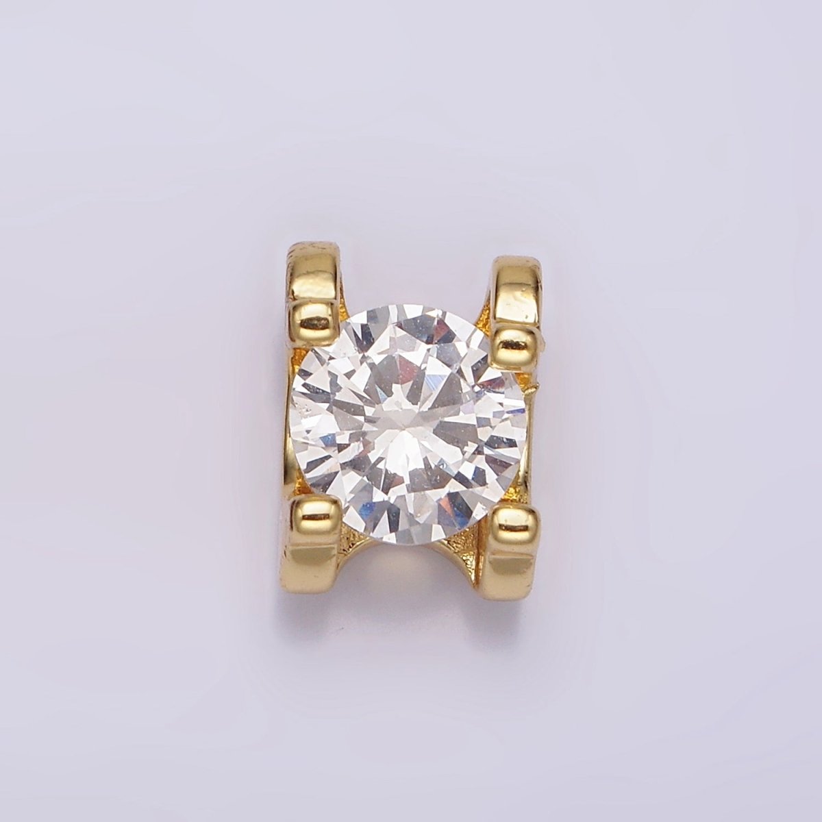 14K Gold Filled 11mm Clear CZ Round Claw Bead | B842