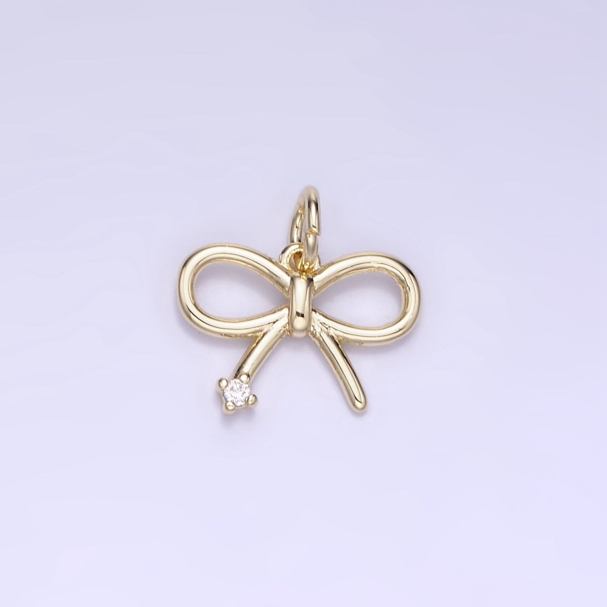 14k Gold Filled 11mm Mini Bow Ribbon CZ Charm | AG662