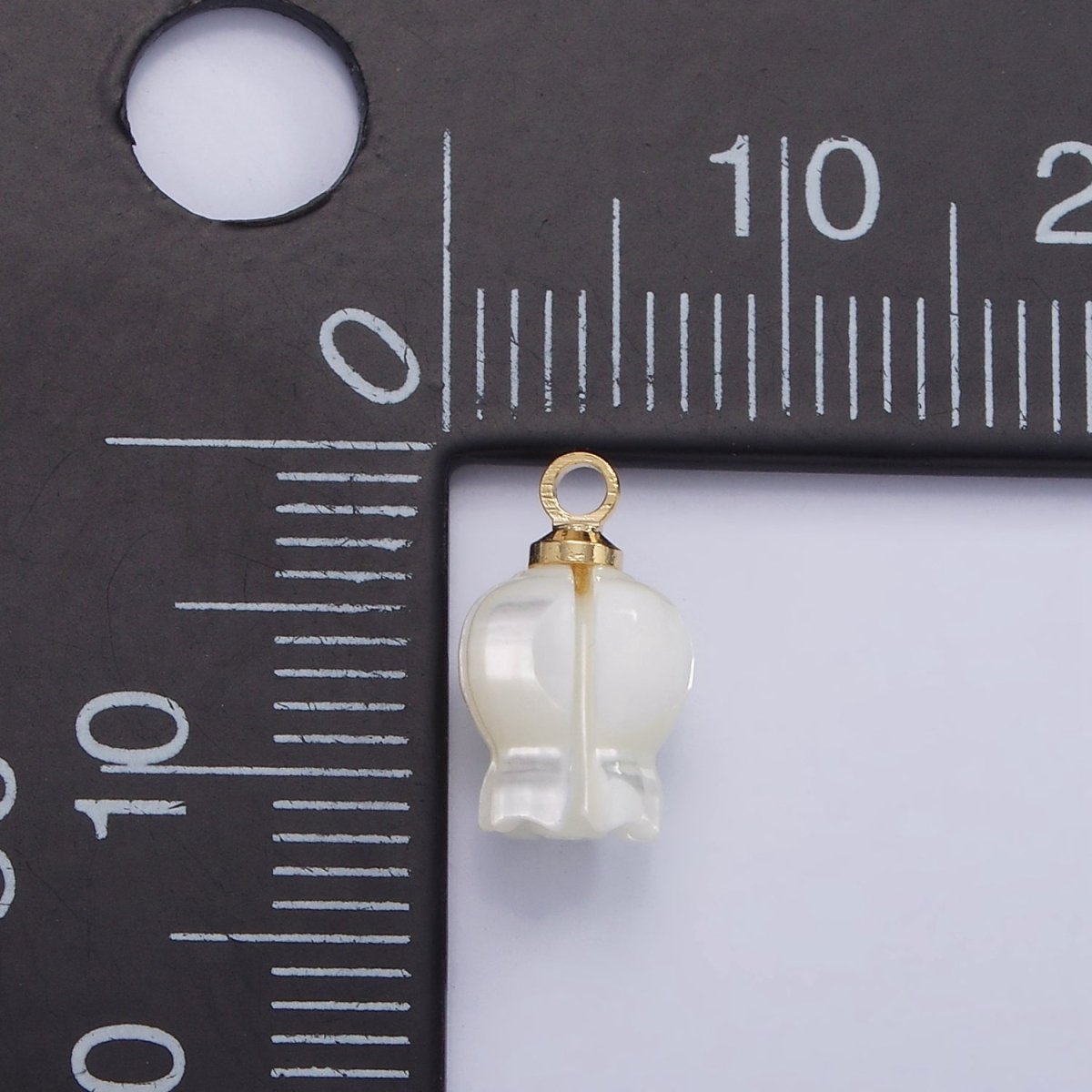 14K Gold Filled 11mm Rose Bud Flower Shell Pearl Drop Charm | AG687