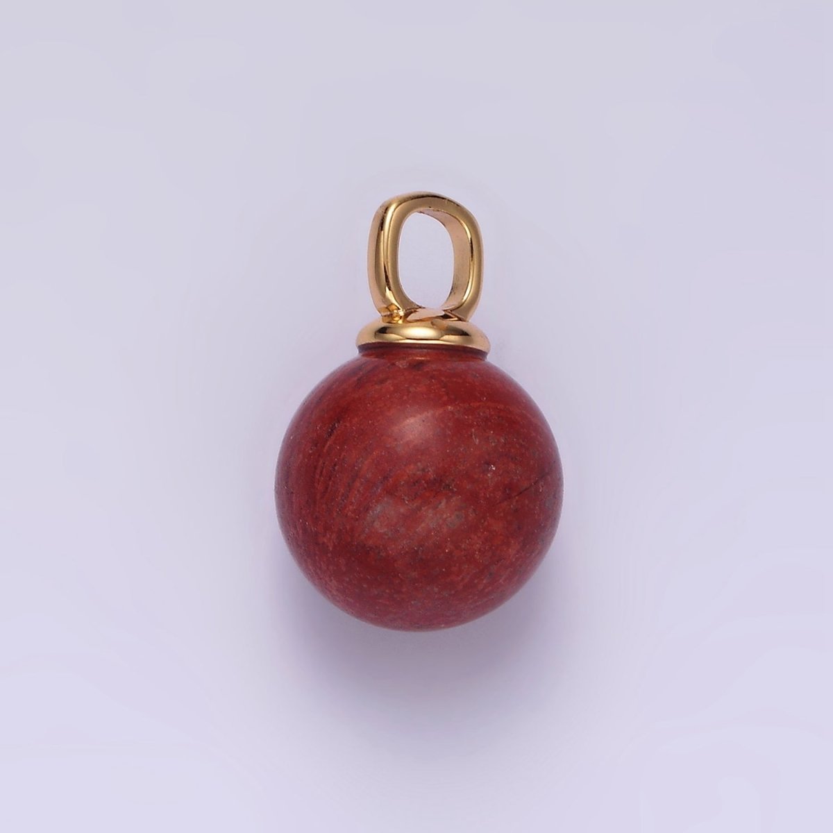 14K Gold Filled 12.5mm Red Jasper Round Sphere Ball Gemstone Pendant | N1988
