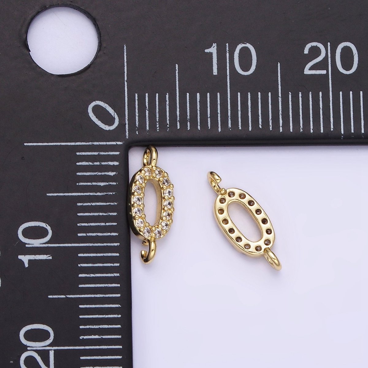 14K Gold Filled 12mm "0" Zero Micro Paved CZ Connector | G289