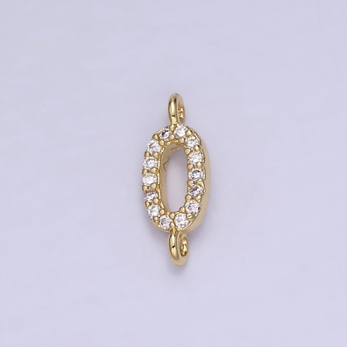 14K Gold Filled 12mm "0" Zero Micro Paved CZ Connector | G289