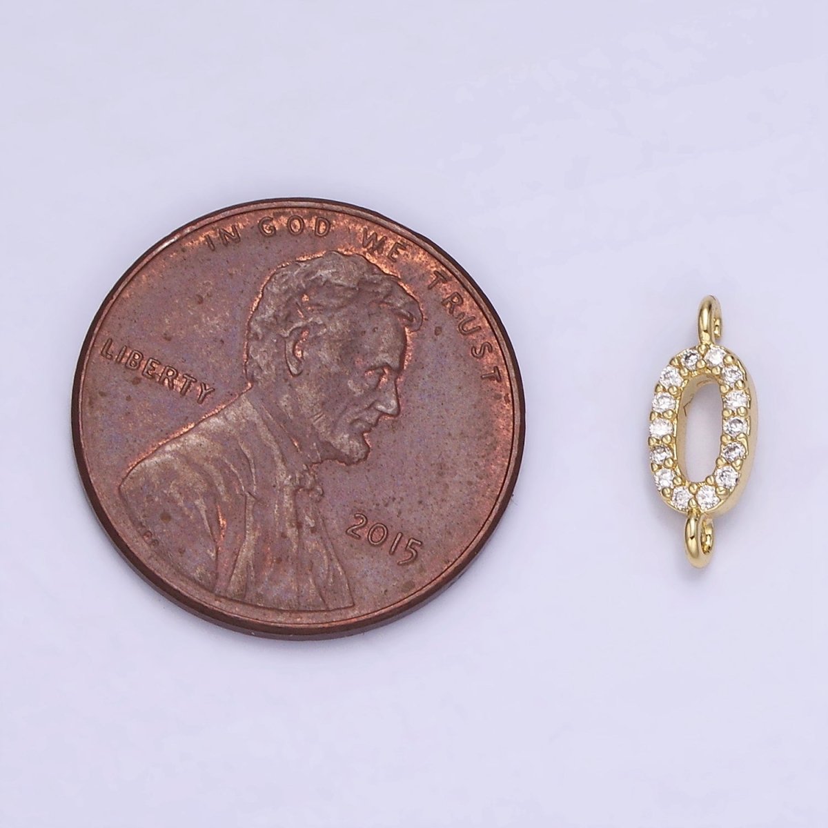 14K Gold Filled 12mm "0" Zero Micro Paved CZ Connector | G289