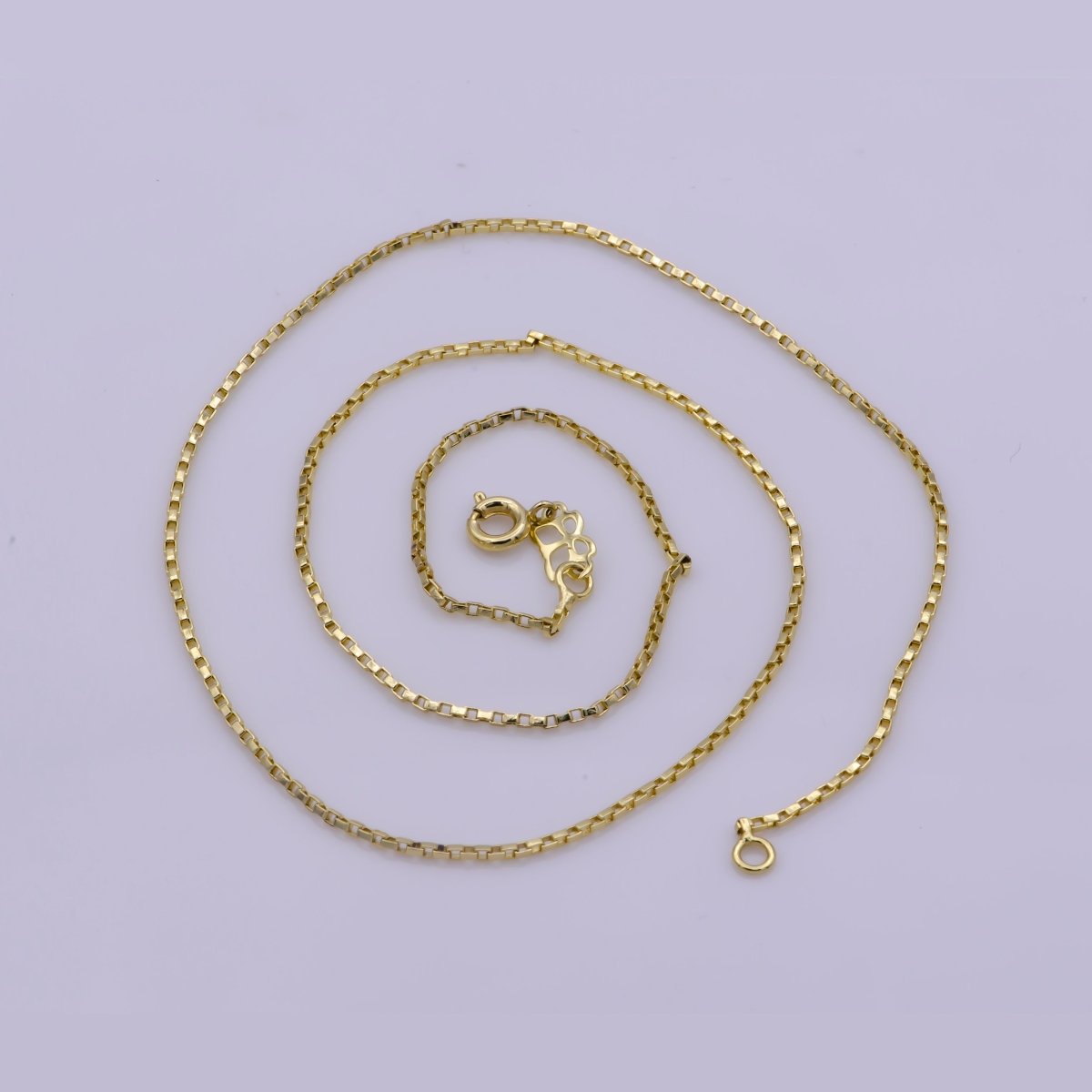 14K Gold Filled 1.2mm Dainty Box Layering 18 Inch Chain Necklace w. Spring Ring | WA-389 Clearance Pricing
