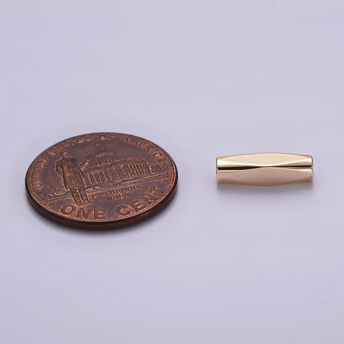 14K Gold Filled 12mm Edged Linear Minimalist Bead | B873