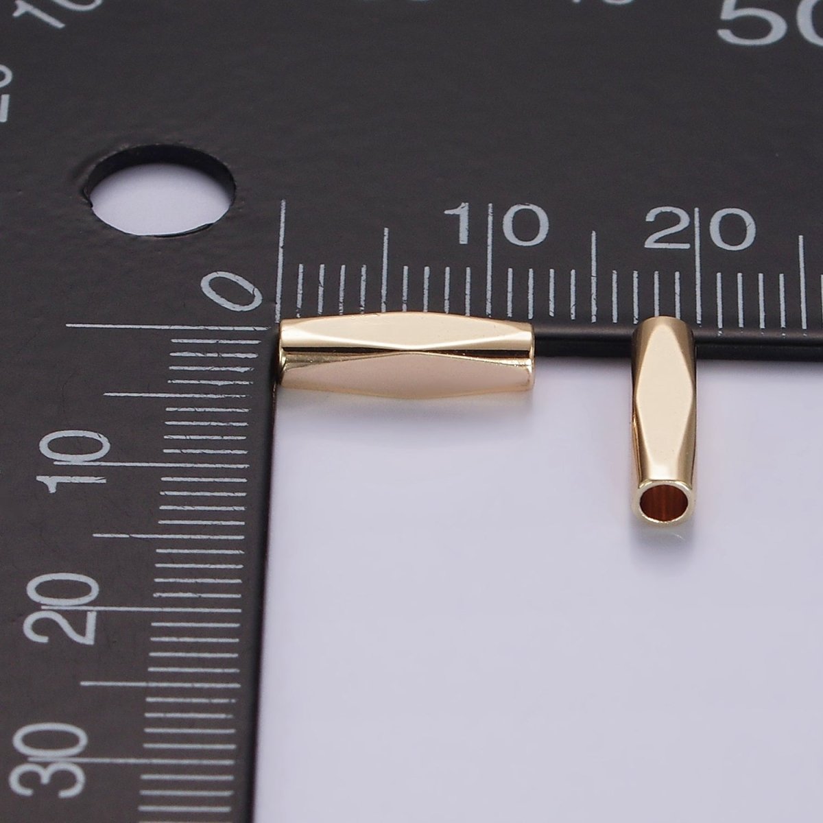 14K Gold Filled 12mm Edged Linear Minimalist Bead | B873