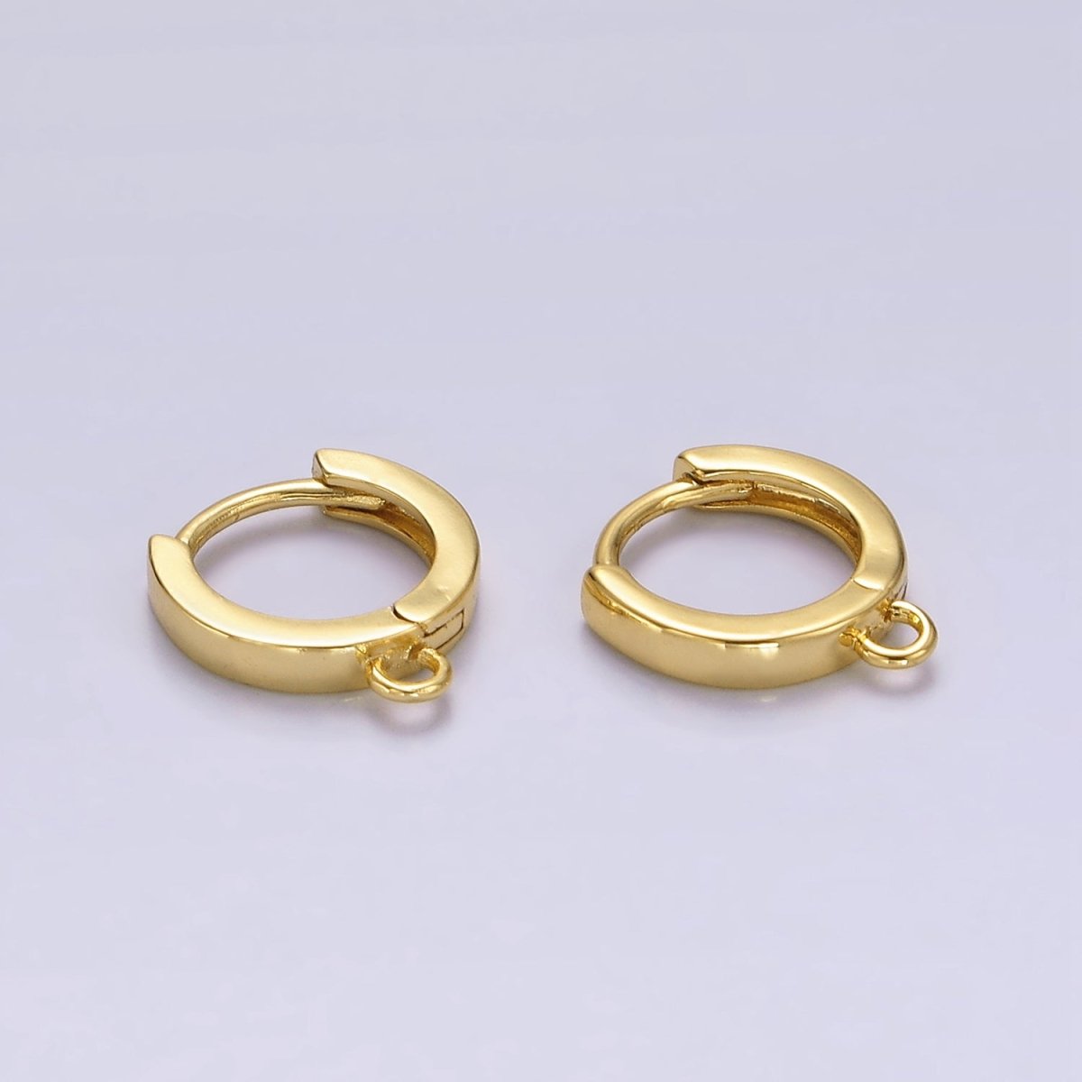 14K Gold Filled 12mm Flat Minimalist Huggie Open Loop Earrings Finding Supply | Z-568 Z-640