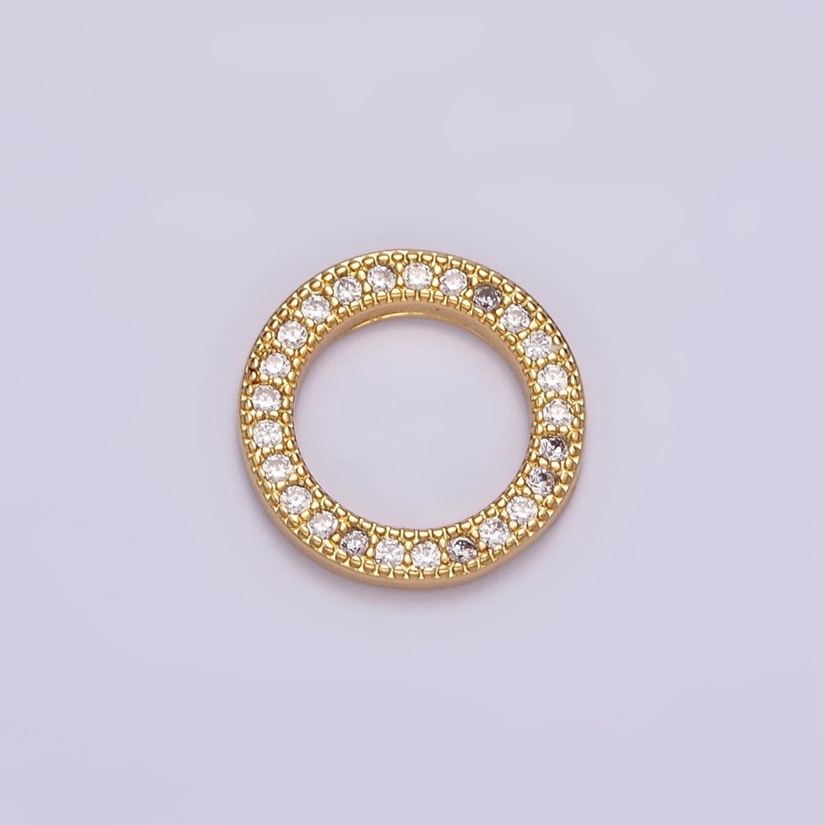 14K Gold Filled 12mm Open Round Clear Micro Paved CZ Charm Supply | Z-476