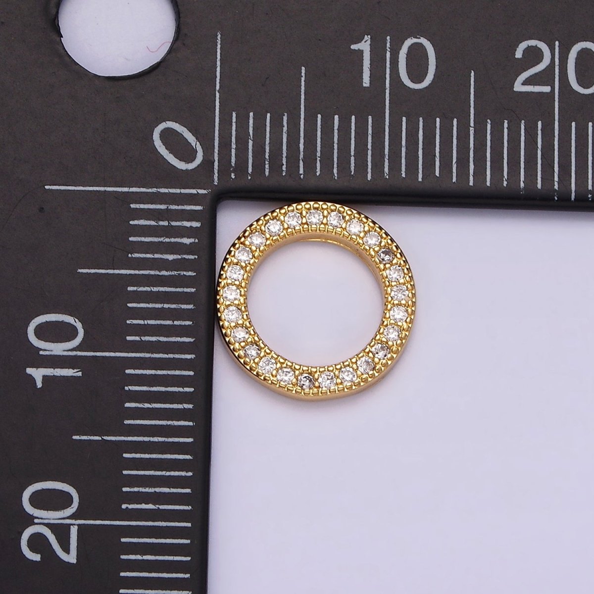 14K Gold Filled 12mm Open Round Clear Micro Paved CZ Charm Supply | Z-476