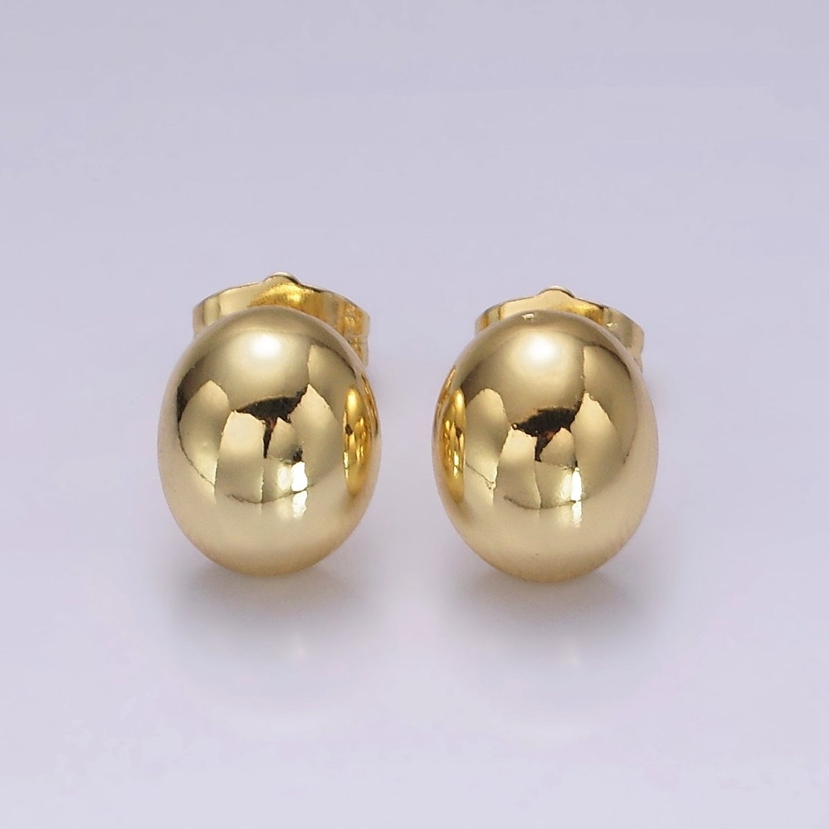 14K Gold Filled 12mm Oval Bean Dome Minimalist Stud Earrings | V294