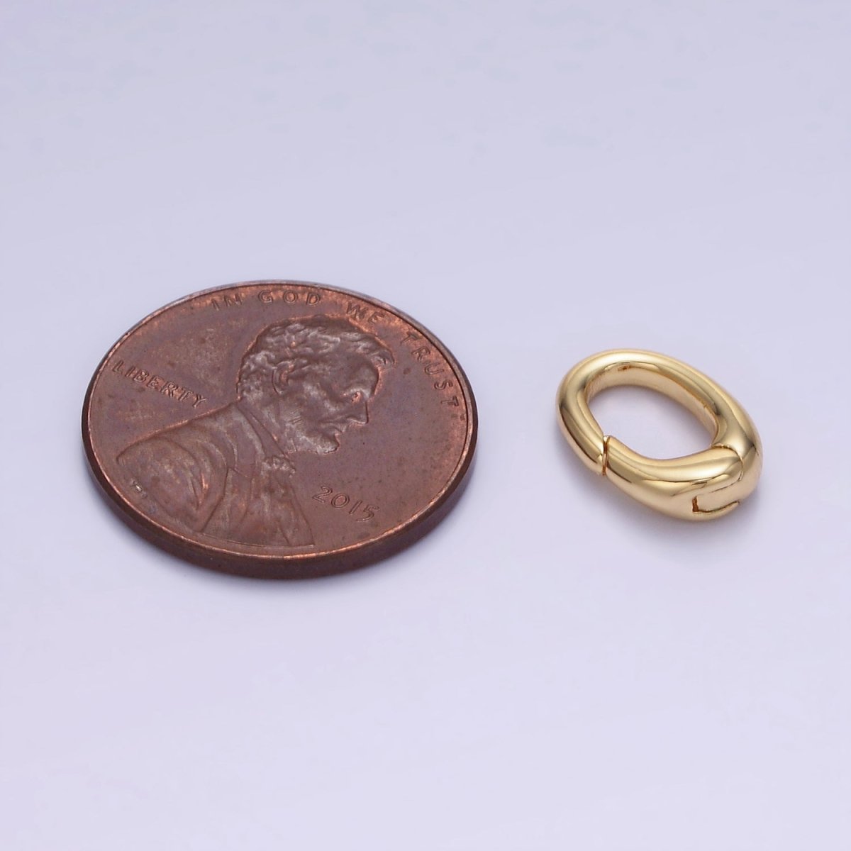 14K Gold Filled 12mm Oval Push Gate Clasps Charm Holder Enhancer Findings | Z725