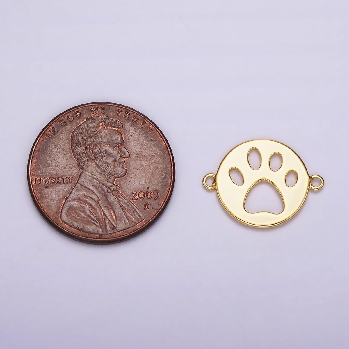 14K Gold Filled 12mm Pawprint Animal Pet Round Open Connector | G803