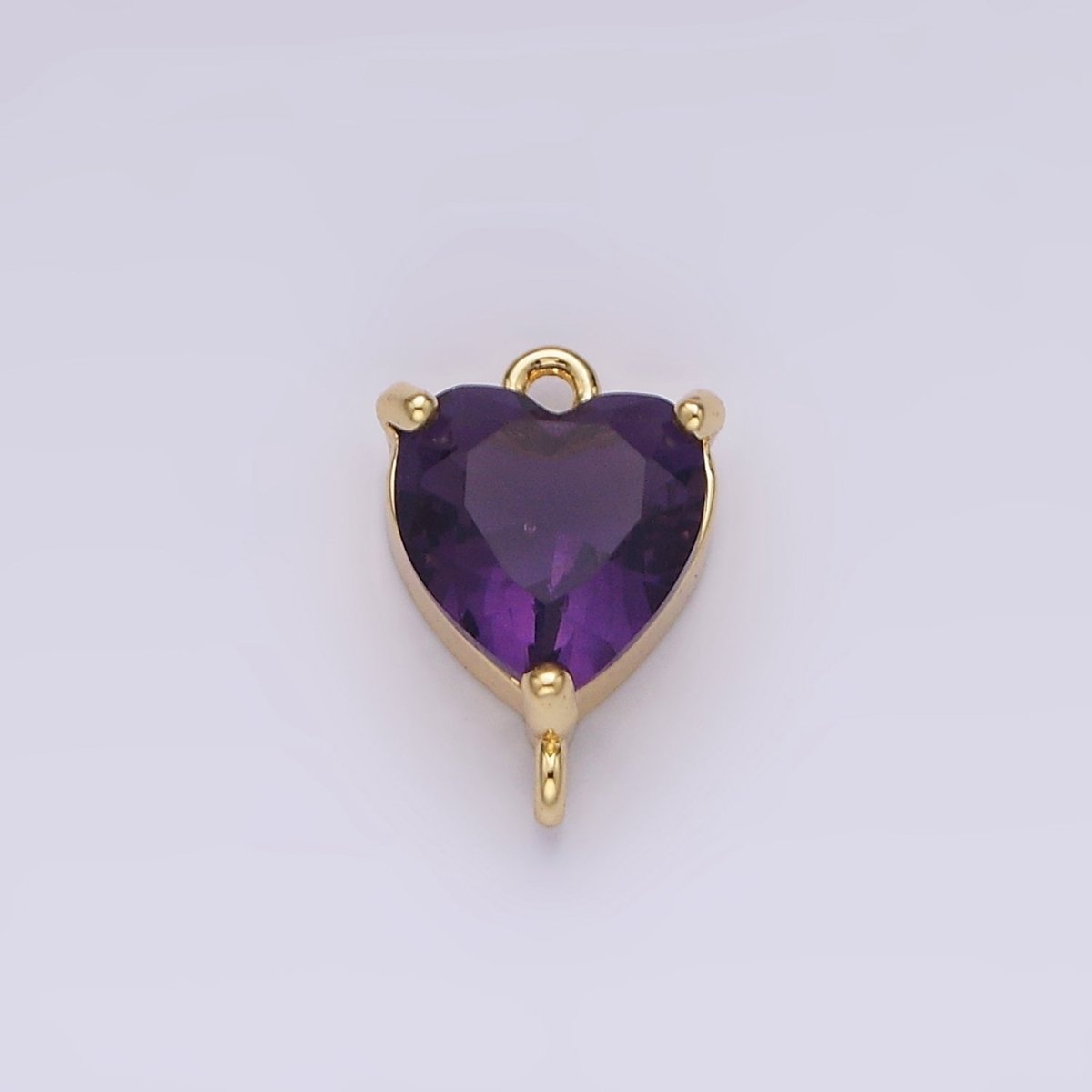 14K Gold Filled 12mm Purple CZ Heart Mini Connector | G-106