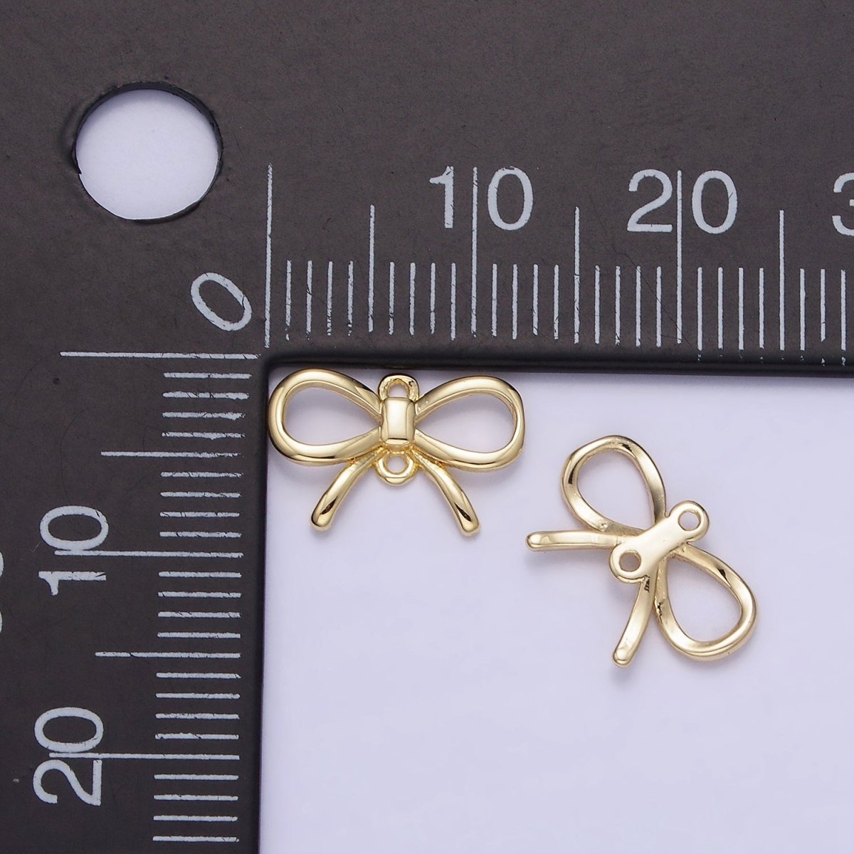 14K Gold Filled 12mm Ribbon Bow Minimalist Connector | G292
