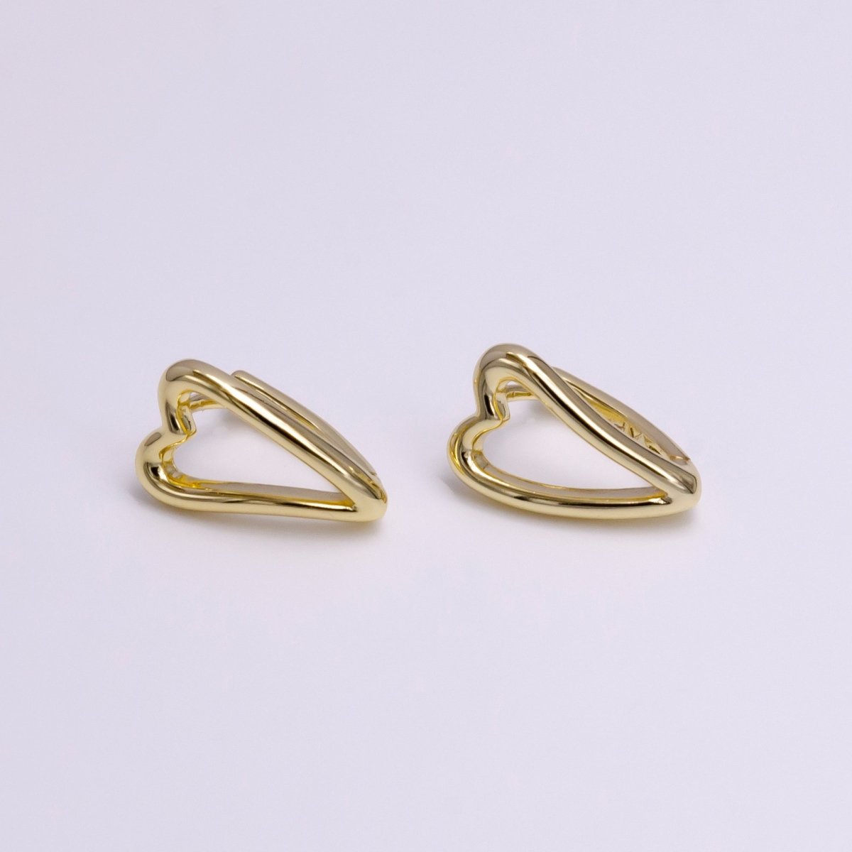 14K Gold Filled 13.5mm Open Heart Minimalist Triangle Hoop Earrings | AD1059