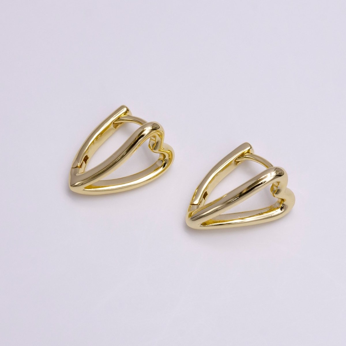 14K Gold Filled 13.5mm Open Heart Minimalist Triangle Hoop Earrings | AD1059