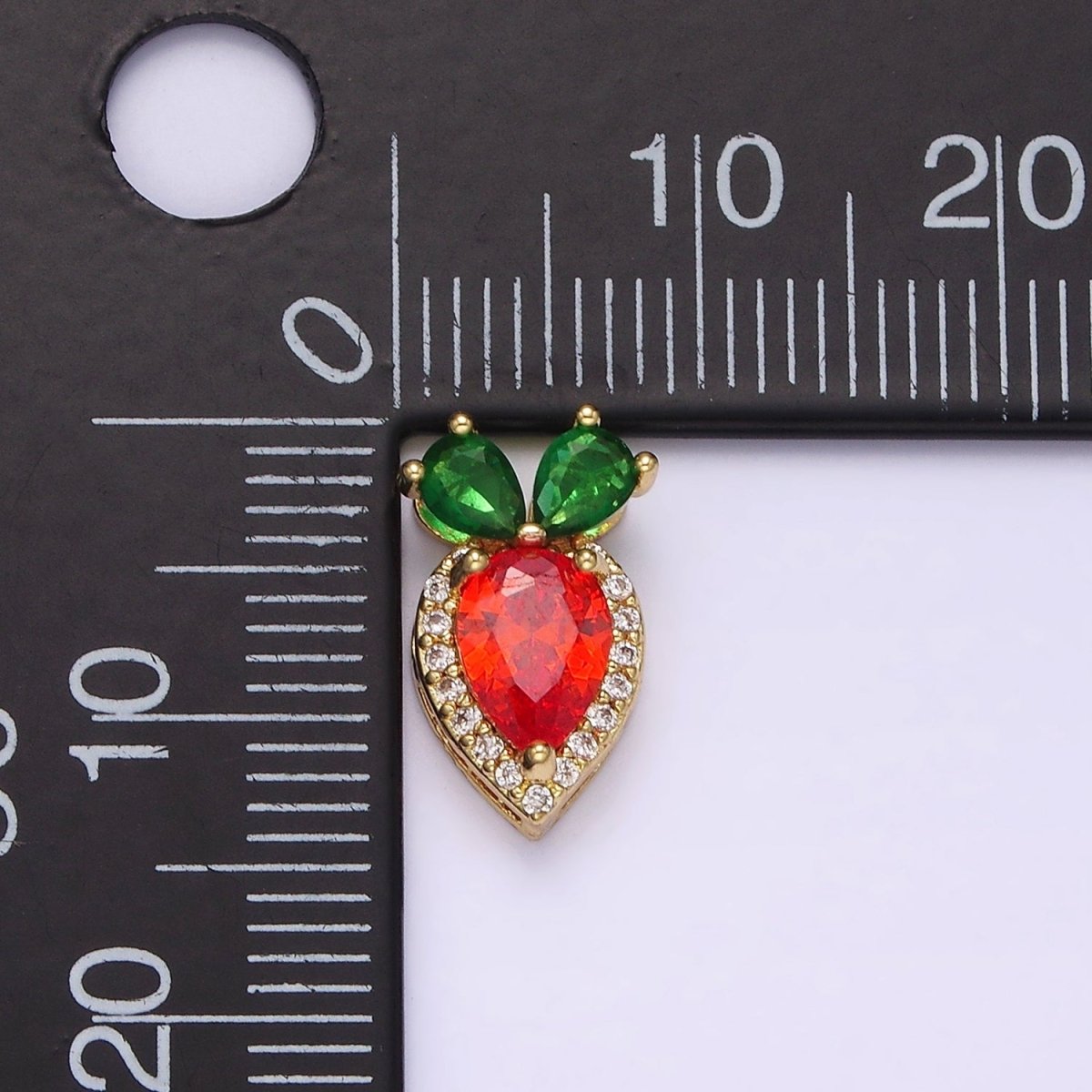 14K Gold Filled 13.5mm Orange Carrot Fruit Micro Paved CZ Pendant | N1816