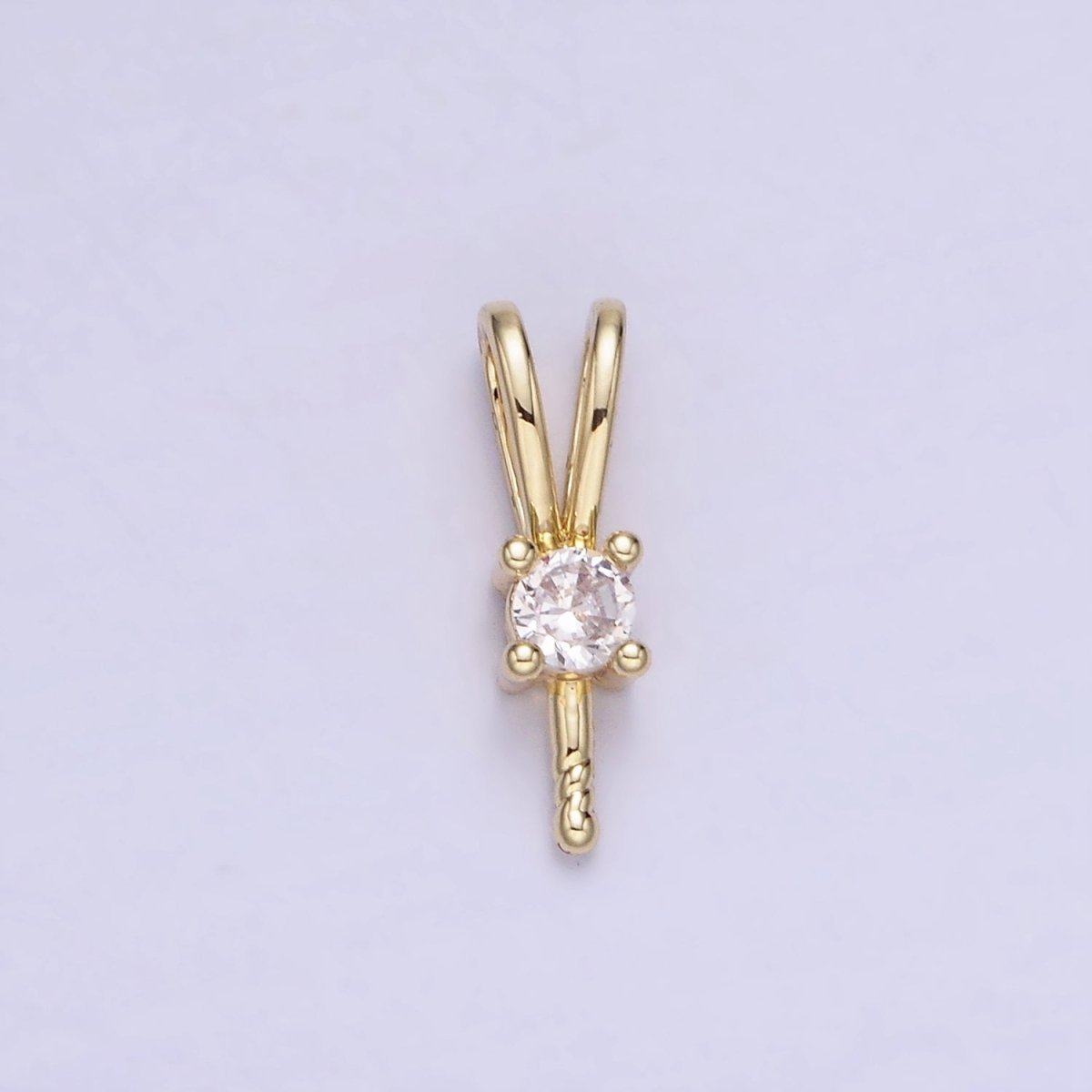 14K Gold Filled 13mm Clear CZ Drill Double Band Bail Findings Supply | Z711