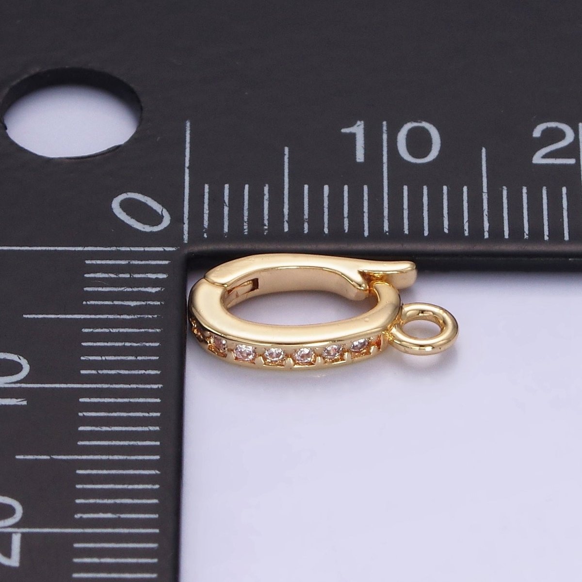 14K Gold Filled 13mm Micro Paved CZ Snap Latch Bail Findings | Z695