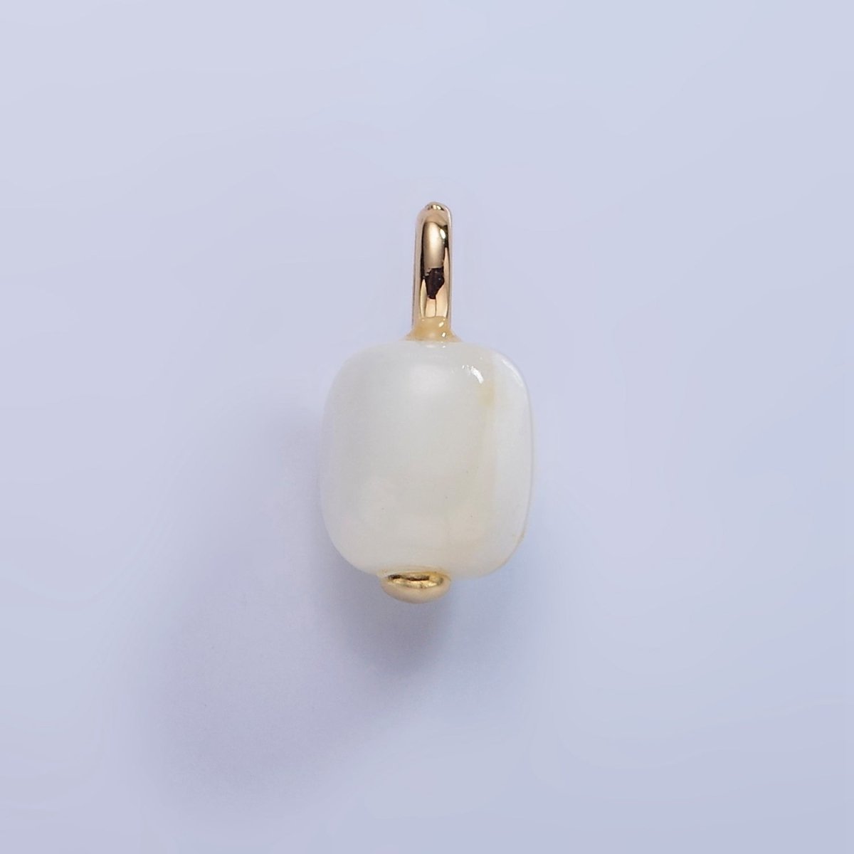 14K Gold Filled 13mm Shell Pearl Edged Square Rectangle Pendant | P1681