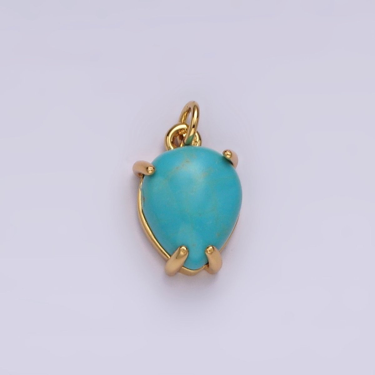 14K Gold Filled 13mm Teardrop Turquoise Gemstone Charm | AC783