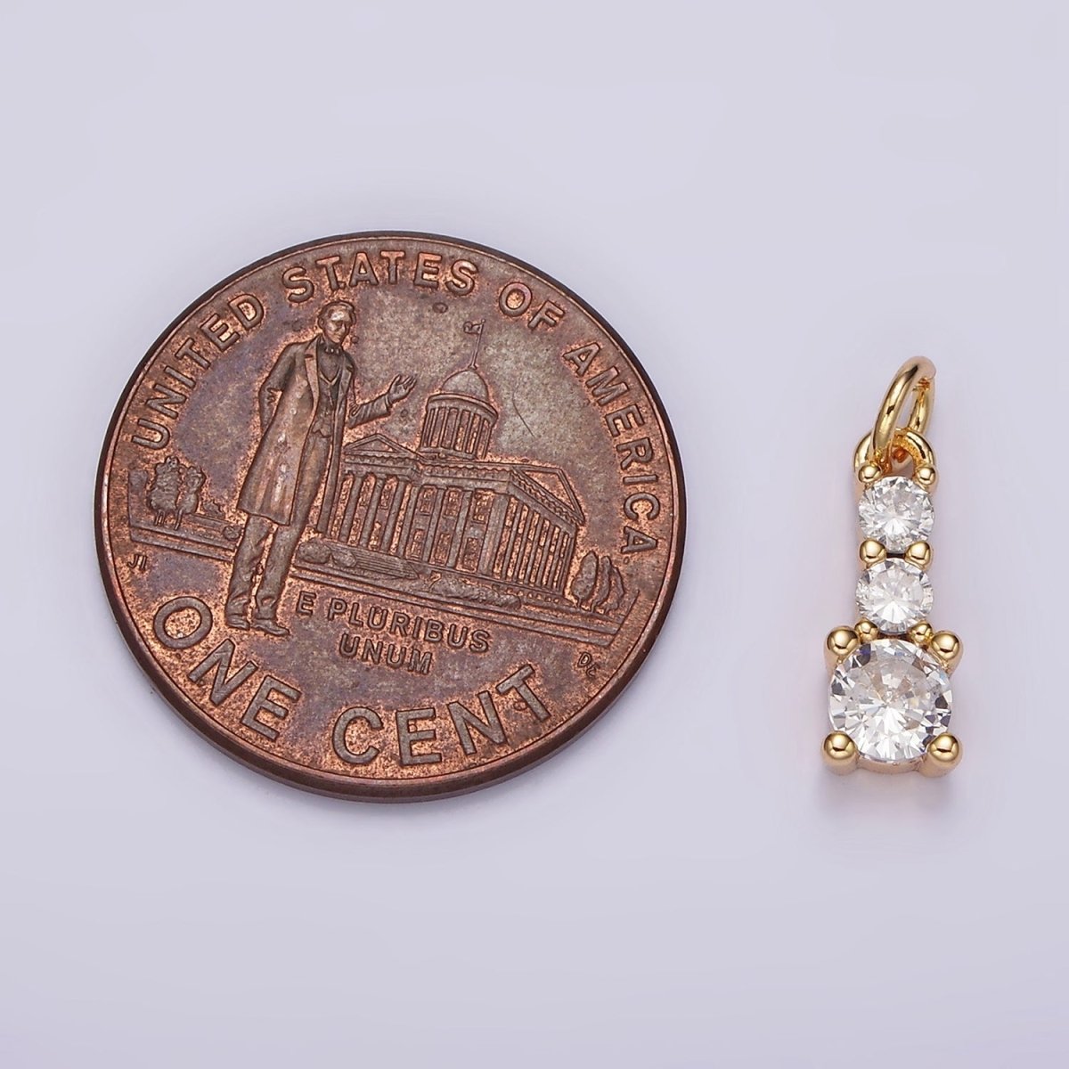 14K Gold Filled 13mm Triple Clear CZ Linear Mini Add-On Charm | AG422