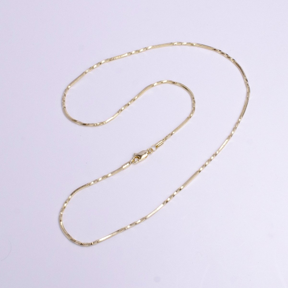 14K Gold Filled 1.3mm Unique Cocoon Snake Chain 18 Inch Layering Necklace | WA-1743