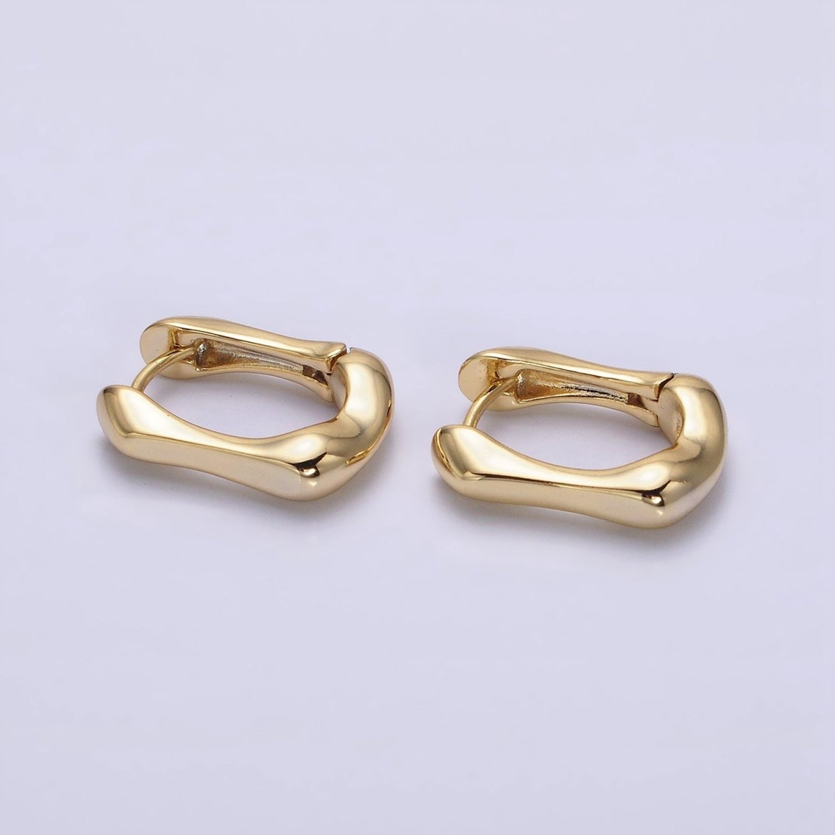 14K Gold Filled 14mm Geometric Molten Oblong Hoop Earrings | AE818