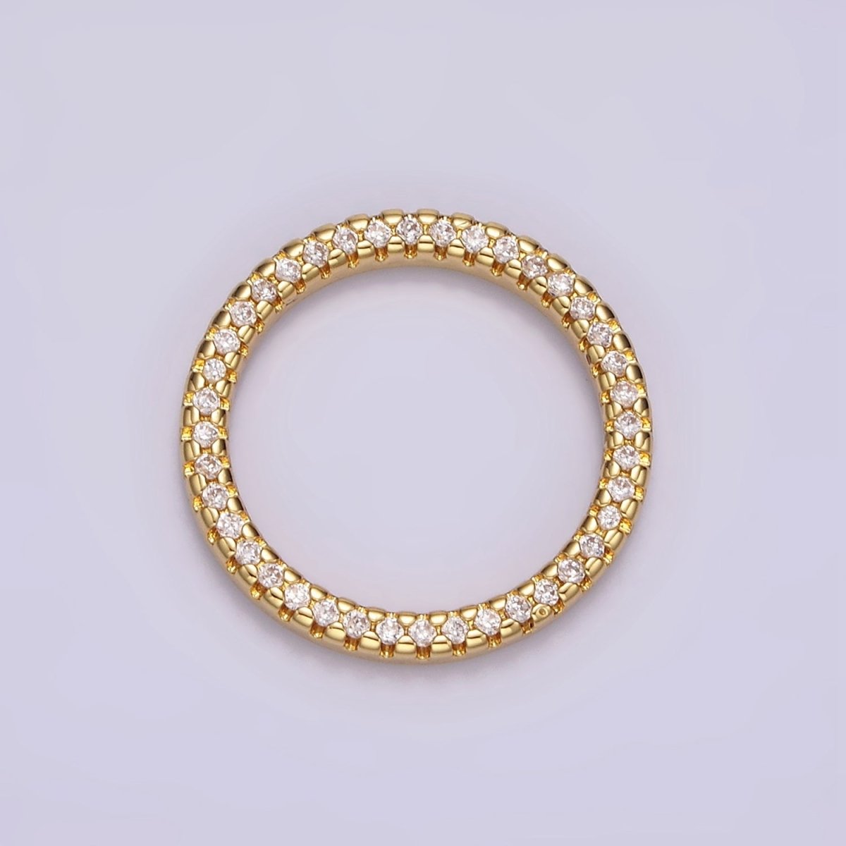 14K Gold Filled 15.5mm Open Round Clear Micro Paved CZ Charm Supply | Z-477