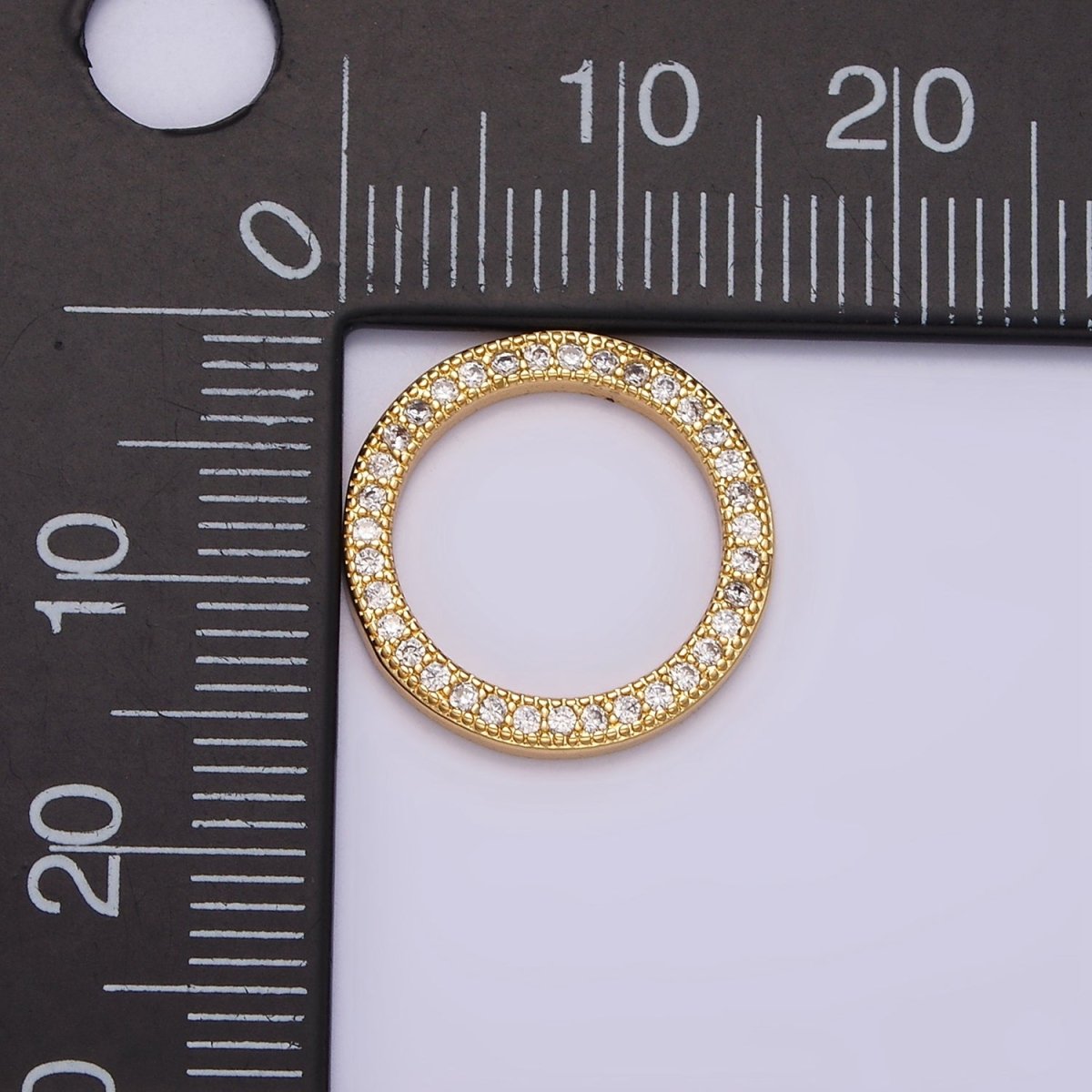 14K Gold Filled 15.5mm Open Round Clear Micro Paved CZ Charm Supply | Z-477